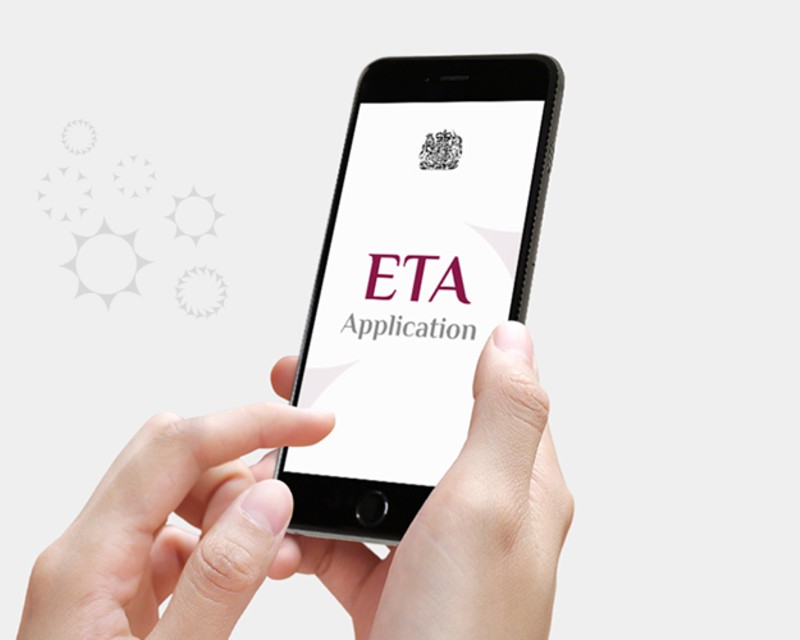 "A hand holding a smartphone displaying the Electronic Travel Authorization (ETA) application interface, presented by Lery Hago Travels."