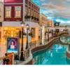 "Elegant indoor canal at Villagio Mall in Doha resembling Venice, offered in the exclusive Qatar Doha Package at www.leryhago.com."