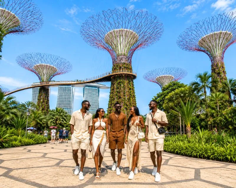 A group of young africans taking a picture in Singapore